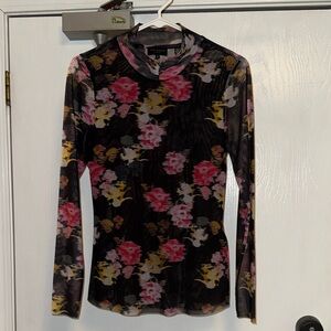 Ted Baker Floral Long Sleeve Top - Black and Pink